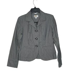 Talbots Petites Stretch Blazer Jacket Women 4 Long Sleeve Striped‎ Front Button